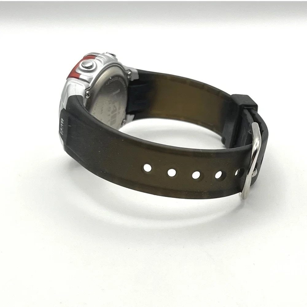 Timex 1440 Sports Digital Watch‎ Silver Red Black Resin Strap WR 50M Indiglo